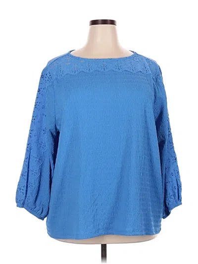 Pre-owned Ruby Rd. 3/4 Sleeve Blouse In Blue