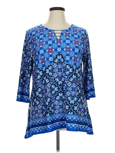 Pre-owned Ruby Rd. 3/4 Sleeve Blouse In Blue