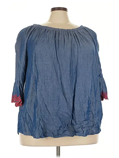 Pre-owned Ruby Rd. 3/4 Sleeve Blouse In Blue
