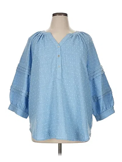 Pre-owned Ruby Rd. 3/4 Sleeve Blouse In Blue