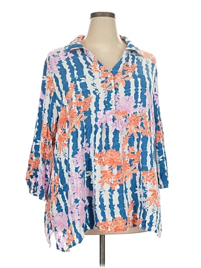 Pre-owned Ruby Rd. 3/4 Sleeve Blouse In Blue