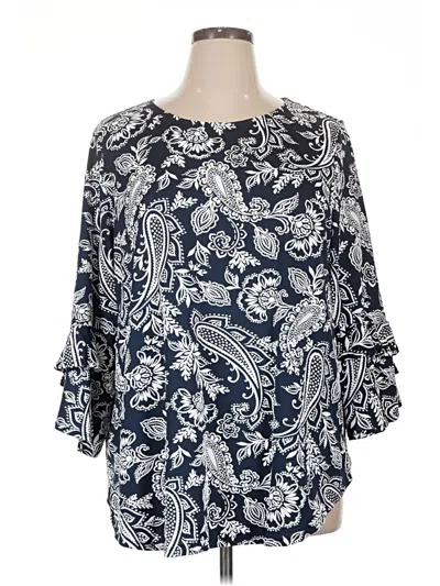 Pre-owned Ruby Rd. 3/4 Sleeve Blouse In Blue