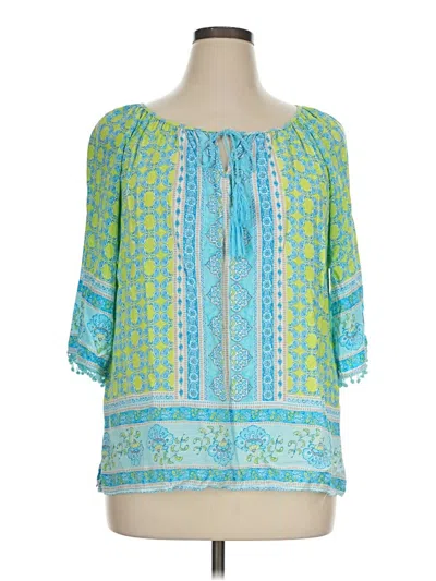 Pre-owned Ruby Rd. 3/4 Sleeve Blouse In Blue
