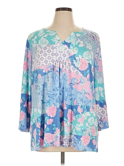 Pre-owned Ruby Rd. 3/4 Sleeve Blouse In Blue