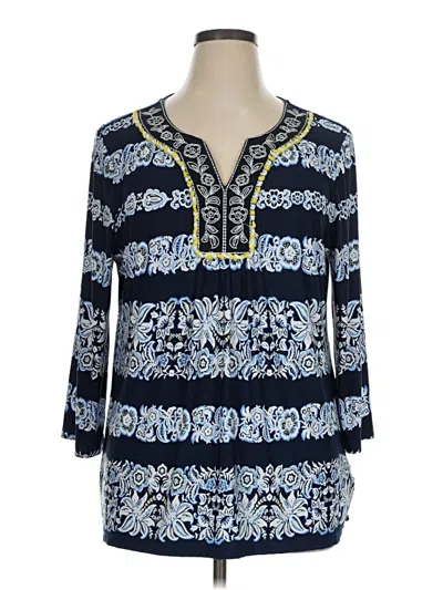 Pre-owned Ruby Rd. 3/4 Sleeve Blouse In Blue