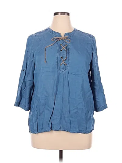 Pre-owned Ruby Rd. 3/4 Sleeve Blouse In Blue