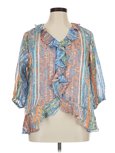 Pre-owned Ruby Rd. 3/4 Sleeve Blouse In Blue