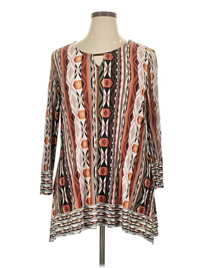 Pre-owned Ruby Rd. 3/4 Sleeve Blouse In Brown