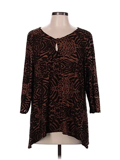 Pre-owned Ruby Rd. 3/4 Sleeve Blouse In Brown