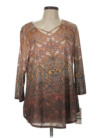 Ruby Rd. 3/4 Sleeve Blouse In Brown