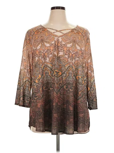 Pre-owned Ruby Rd. 3/4 Sleeve Blouse In Brown
