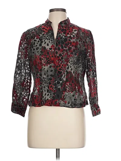 Pre-owned Ruby Rd. 3/4 Sleeve Blouse In Burgundy
