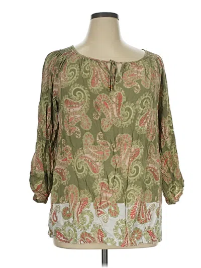 Pre-owned Ruby Rd. 3/4 Sleeve Blouse In Green