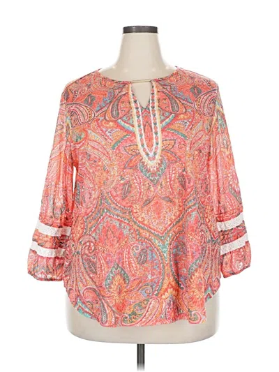 Pre-owned Ruby Rd. 3/4 Sleeve Blouse In Orange
