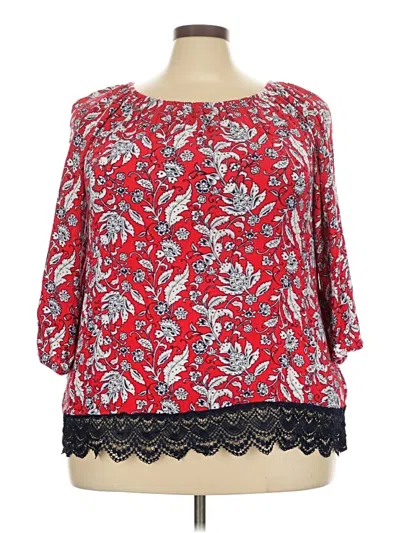 Pre-owned Ruby Rd. 3/4 Sleeve Blouse In Red