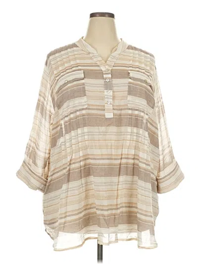 Pre-owned Ruby Rd. 3/4 Sleeve Blouse In Tan
