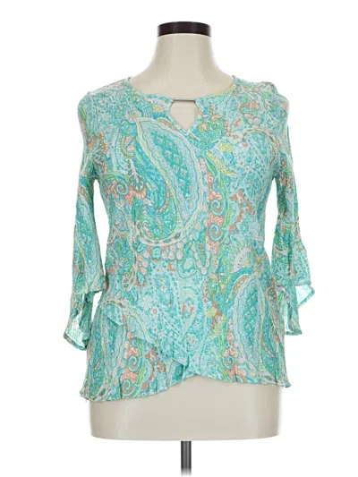 Pre-owned Ruby Rd. 3/4 Sleeve Blouse In Teal