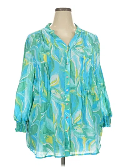 Pre-owned Ruby Rd. 3/4 Sleeve Blouse In Teal