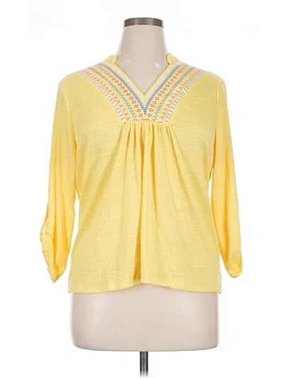 Pre-owned Ruby Rd. 3/4 Sleeve Blouse In Yellow