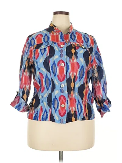 Pre-owned Ruby Rd. 3/4 Sleeve Button Down Shirt In Blue