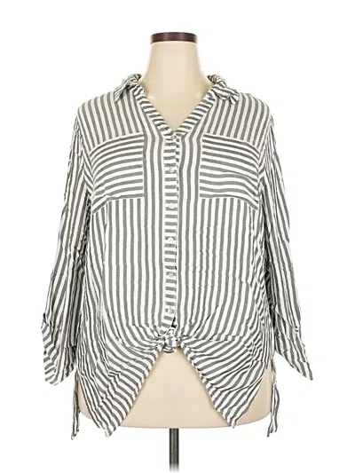 Pre-owned Ruby Rd. 3/4 Sleeve Button Down Shirt In Gray