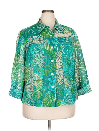 Pre-owned Ruby Rd. 3/4 Sleeve Button Down Shirt In Green