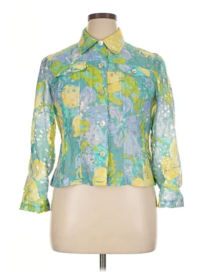 Pre-owned Ruby Rd. 3/4 Sleeve Button Down Shirt In Green