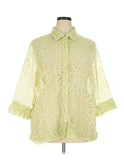 Pre-owned Ruby Rd. 3/4 Sleeve Button Down Shirt In Green