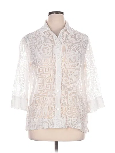 Pre-owned Ruby Rd. 3/4 Sleeve Button Down Shirt In Ivory