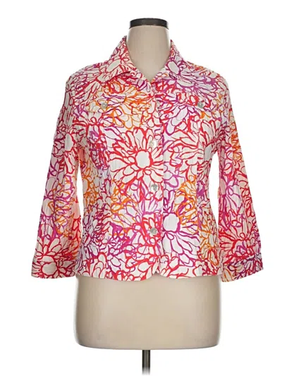 Pre-owned Ruby Rd. 3/4 Sleeve Button Down Shirt In Orange