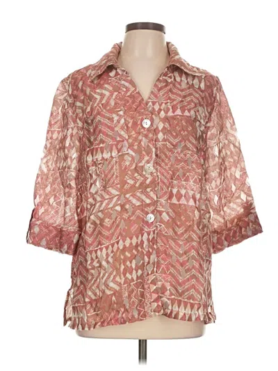 Pre-owned Ruby Rd. 3/4 Sleeve Button Down Shirt In Pink