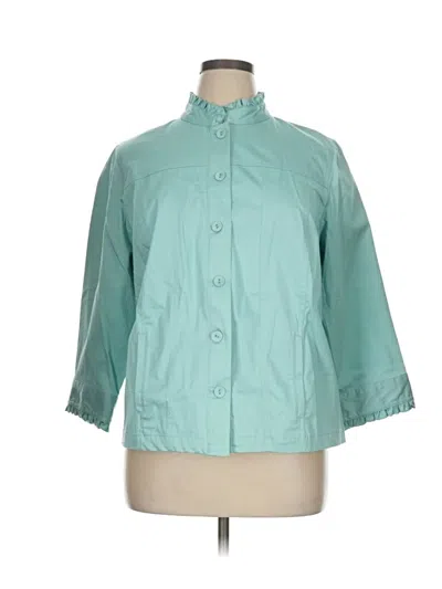 Pre-owned Ruby Rd. 3/4 Sleeve Button Down Shirt In Teal