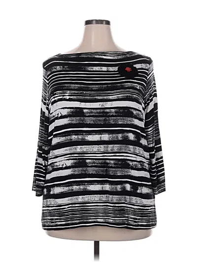 Pre-owned Ruby Rd. 3/4 Sleeve Top Black Boatneck Tops