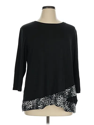 Pre-owned Ruby Rd. 3/4 Sleeve Top Black Boatneck Tops