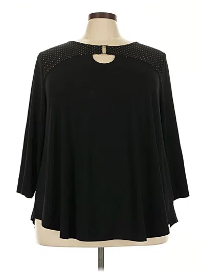 Pre-owned Ruby Rd. 3/4 Sleeve Top Black Keyhole Neckline Tops
