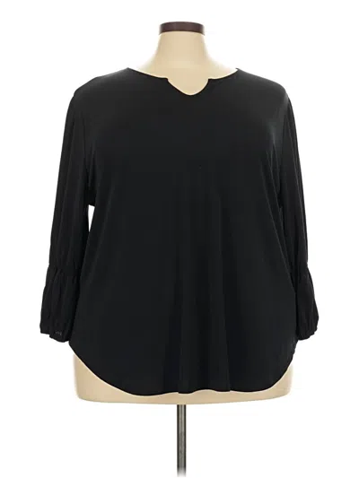 Ruby Rd. 3/4 Sleeve Top Black Keyhole Neckline Tops
