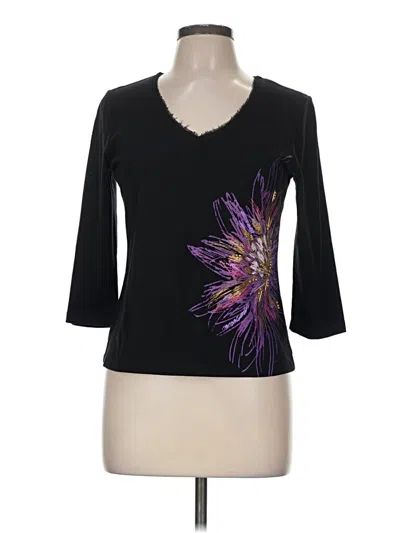 Pre-owned Ruby Rd. 3/4 Sleeve Top Black V-neck Tops
