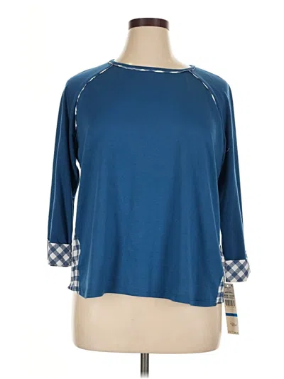 Ruby Rd. 3/4 Sleeve Top Blue Boatneck Tops