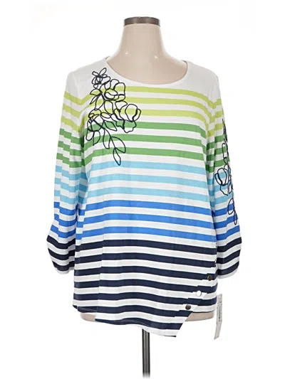 Pre-owned Ruby Rd. 3/4 Sleeve Top Blue Boatneck Tops
