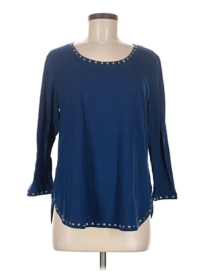 Pre-owned Ruby Rd. 3/4 Sleeve Top Blue Keyhole Neckline Tops