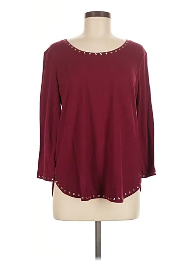 Pre-owned Ruby Rd. 3/4 Sleeve Top Burgundy Keyhole Neckline Tops