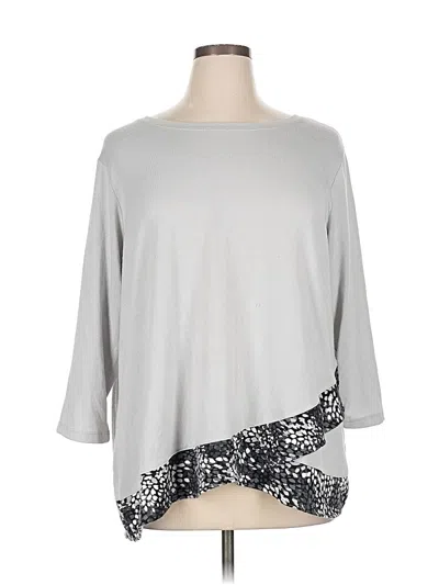 Pre-owned Ruby Rd. 3/4 Sleeve Top Gray Boatneck Tops