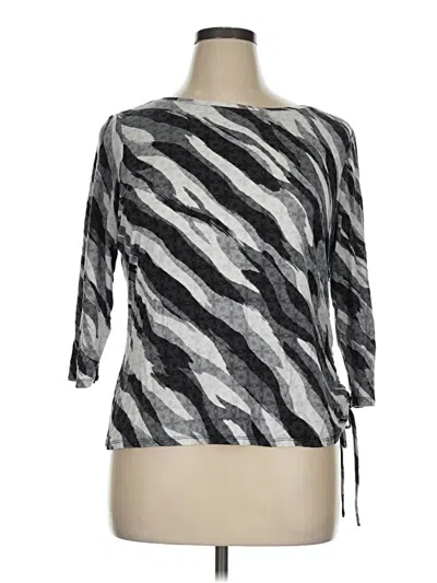 Pre-owned Ruby Rd. 3/4 Sleeve Top Gray Boatneck Tops
