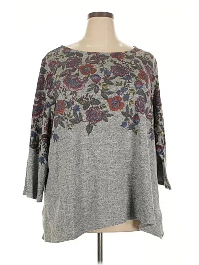 Pre-owned Ruby Rd. 3/4 Sleeve Top Gray Boatneck Tops
