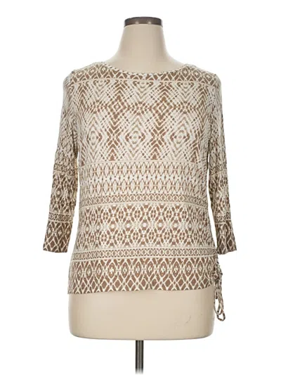 Pre-owned Ruby Rd. 3/4 Sleeve Top Ivory Boatneck Tops