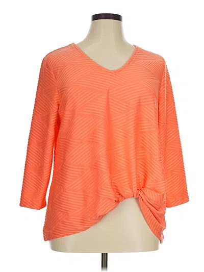 Pre-owned Ruby Rd. 3/4 Sleeve Top Orange V-neck Tops