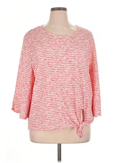 Pre-owned Ruby Rd. 3/4 Sleeve Top Pink Boatneck Tops