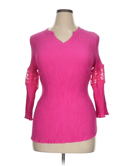 Pre-owned Ruby Rd. 3/4 Sleeve Top Pink V Neck Tops