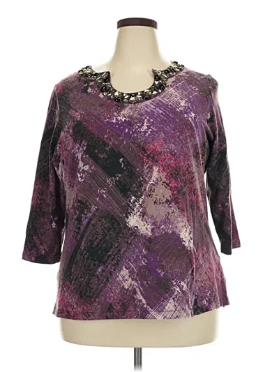 Pre-owned Ruby Rd. 3/4 Sleeve Top Purple Scoop Neck Tops