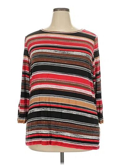 Pre-owned Ruby Rd. 3/4 Sleeve Top Red Boatneck Tops